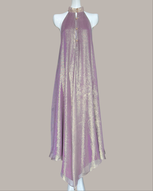 Steeple Dress in Lavender Gold Silk Lame (Made to Order)