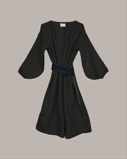 Yama Gaucho Jumpsuit Black Linen {Made to Order}