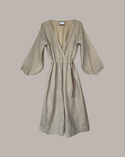 Yama Gaucho Jumpsuit Sand Pebble Linen {Made to Order}