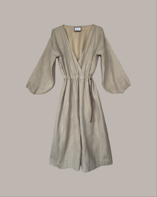 Yama Gaucho Jumpsuit Sand Pebble Linen {Made to Order}