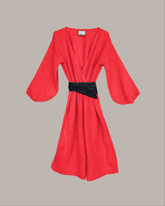 Yama Gaucho Jumpsuit Rouge Linen {Made to Order}