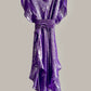 Ruffle Kaftan with Quilted Obi Belt Violet Silk Lame {Made to Order}