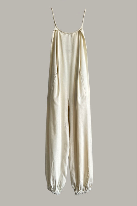 Swanfold Jumpsuit Raw Silk Ivory Cream {Made to Order}