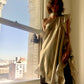 Ruffle Kaftan with Quilted Obi Belt Silk Lame' Champagne Gold/Taupe {Made to Order}