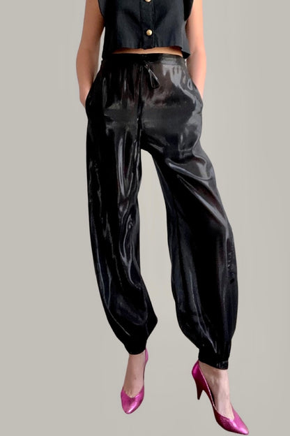 Genie Pant Black Lapis Silk Lamé {Made to Order}