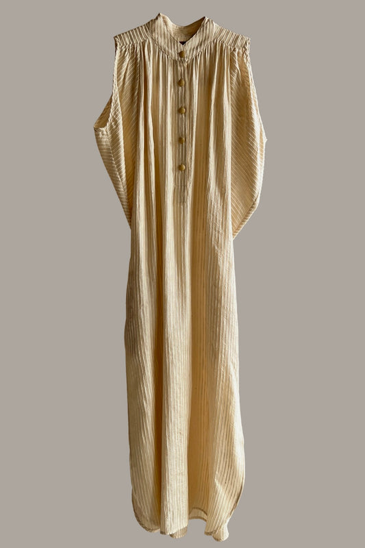 Verlaine Gown Raw Silk Tussah Shell Stripe limited Edition