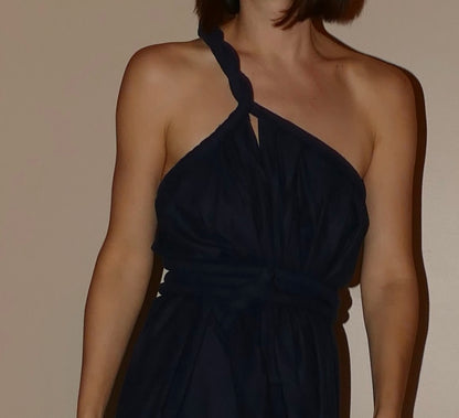 Infinite Rope Dress Indigo Raw Silk {Made to Order}