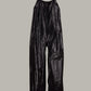 Swanfold Jumpsuit Black Onyx Metallic Silk {Made to Order}