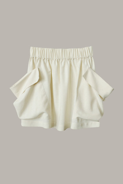 Traveling Pocket Mini Skirt Ivory Raw Silk