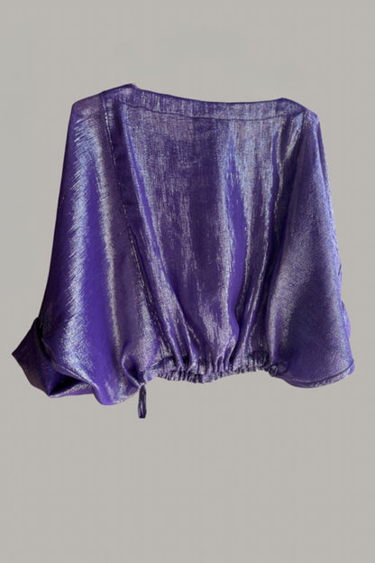 Moonrise Drawstring Pullover Violet Silk Chiffon Lame’ {Made to Order}