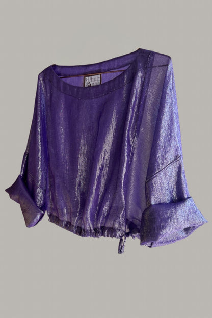 Moonrise Drawstring Pullover Violet Silk Chiffon Lame’ {Made to Order}