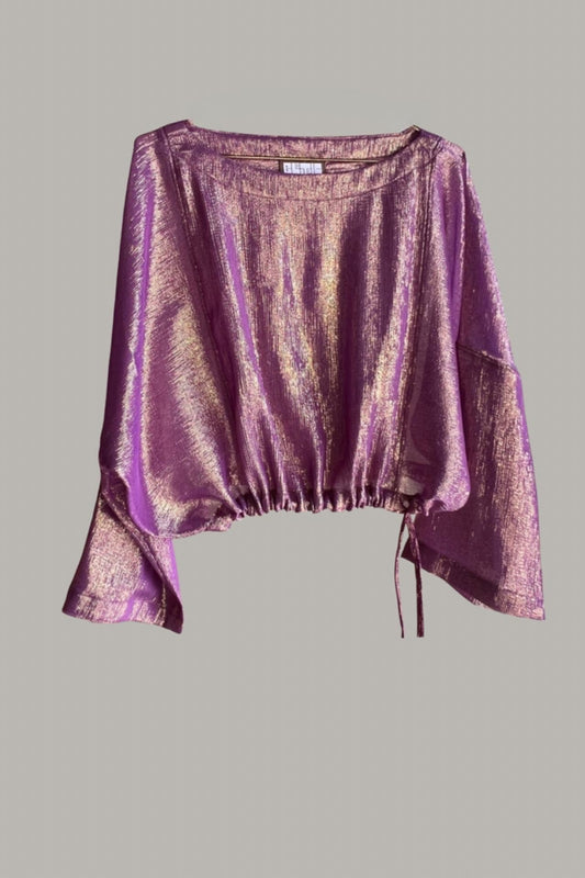 Moonrise Drawstring Pullover Orchid & Gold Silk Chiffon Lame’ {Made to Order}