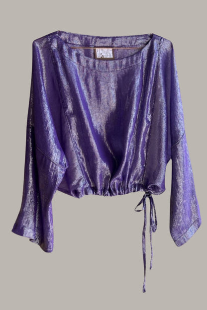 Moonrise Drawstring Pullover Violet Silk Chiffon Lame’ {Made to Order}
