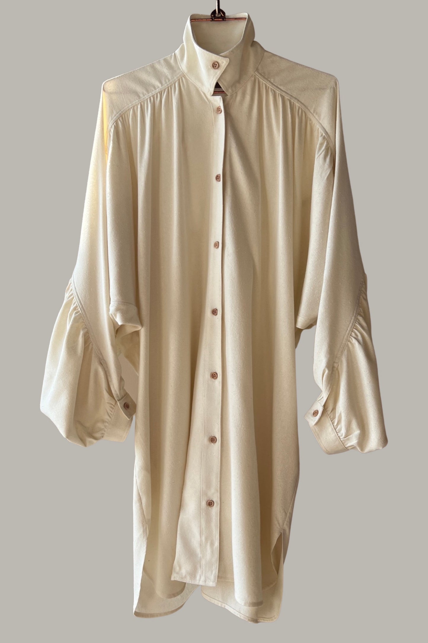 Rimbaud Shirt Dress Raw Silk Noil in Ivory Cream