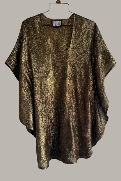 Half Moon Dress & Top in Black Gold Silk Lame'