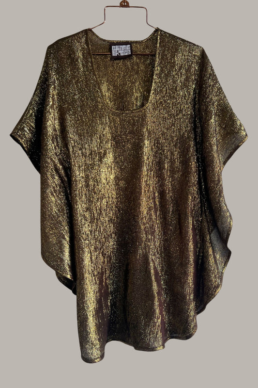 Half Moon Dress & Top in Black Gold Silk Lame'