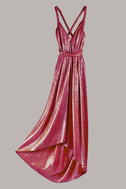 Infinite Rope Dress Raspberry Silk Lame'  {Made to Order}