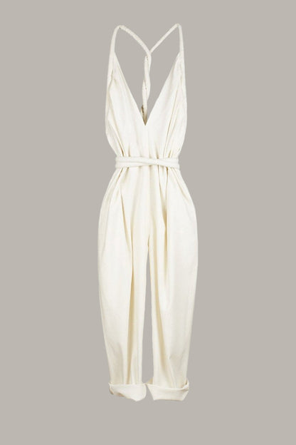 Infinite Rope Jumpsuit in Ivory Cream Raw Silk {Made to Order}