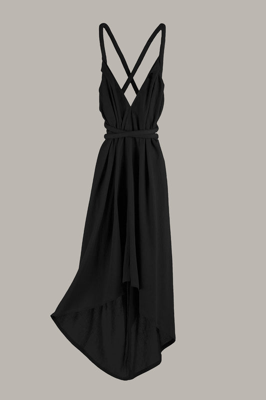Infinite Rope Dress Long Black Silk Taffeta {Made to Order}