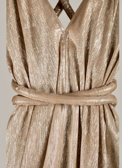 Infinite Rope Dress Champagne Mocha Silver Silk Lame’ {Made to Order}