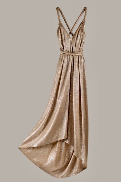 Infinite Rope Dress Champagne Mocha Silver Silk Lame {Made to Order} Infinite Rope Dress Champagne Mocha Silver Silk Lame {Made to Order}