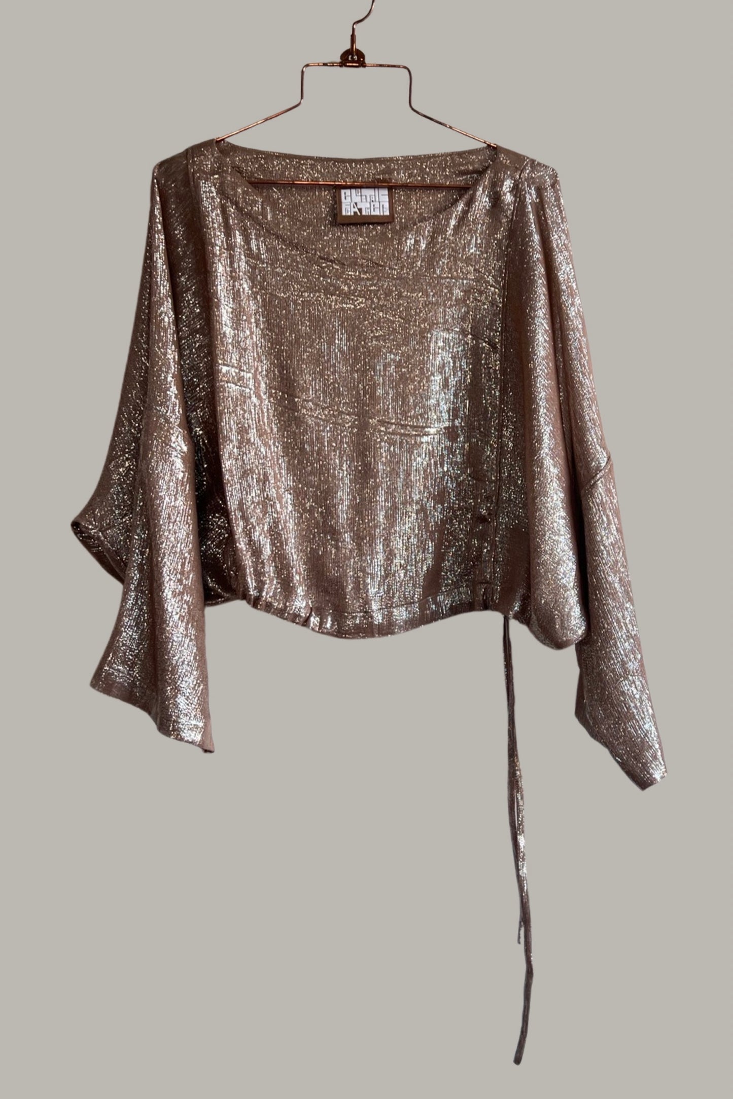 Moonrise Drawstring Pullover Cappuccino Silver Silk Lame’