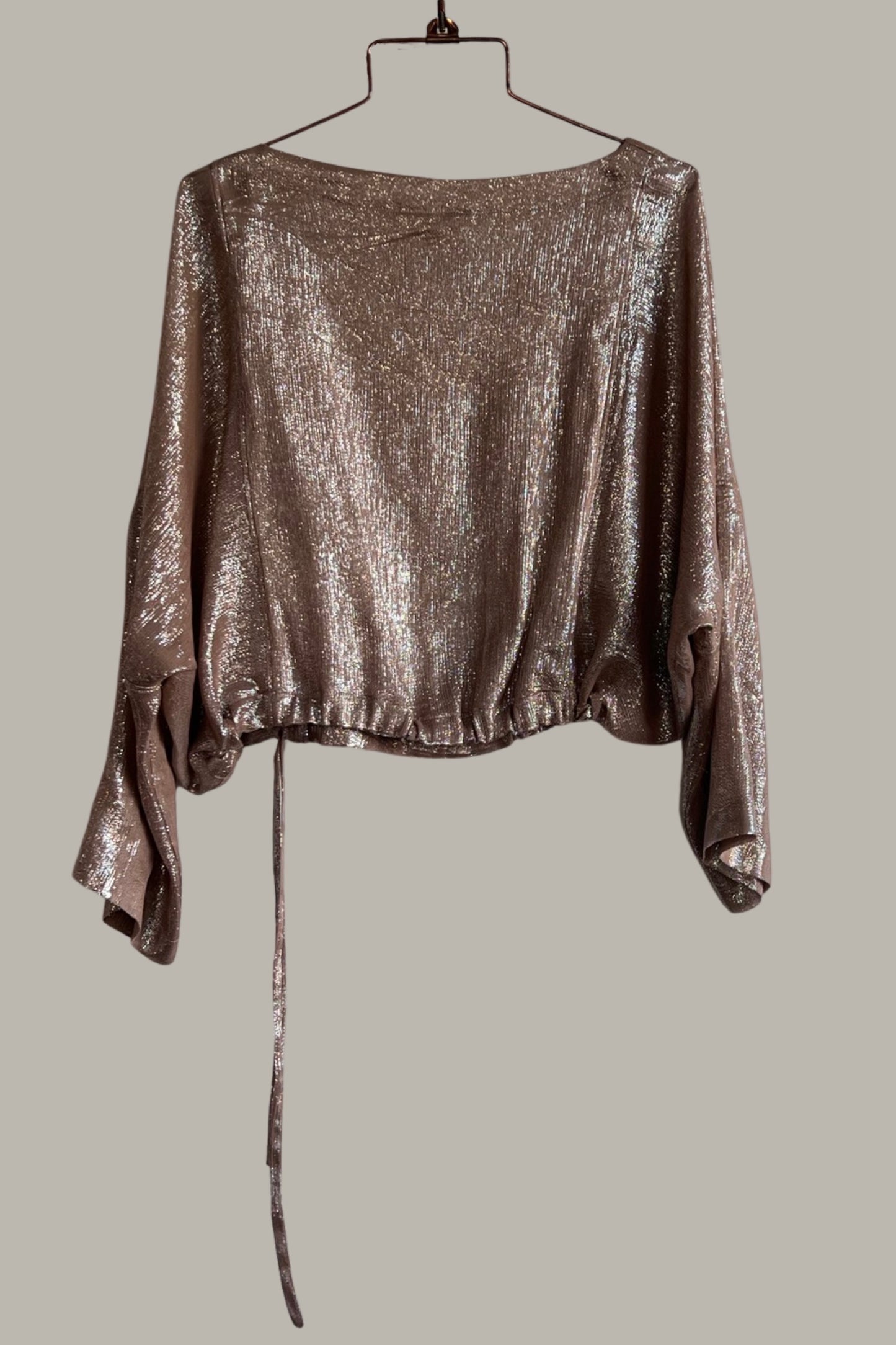 Moonrise Drawstring Pullover Cappuccino Silver Silk Lame’