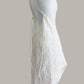 Convertible Slip Dress in Milk Crinkle Silk