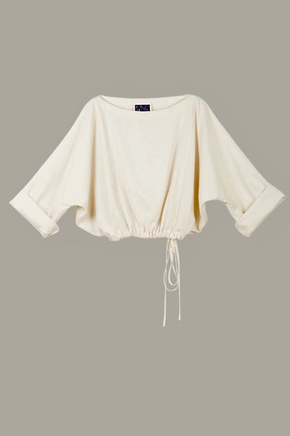 Moonrise Drawstring Pullover Raw Silk Ivory Cream