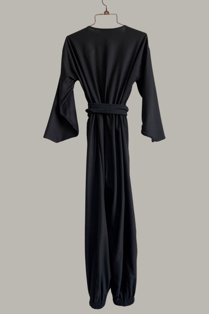 Kimono Jumpsuit Black Kohl Raw Silk {Made to Order}