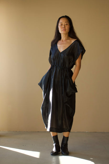 Origami Propeller Dress Black Lapis Silk Lame' {Made to Order}