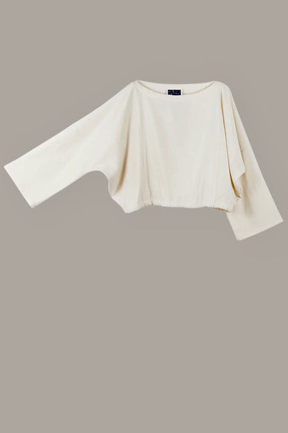 Moonrise Drawstring Pullover Raw Silk Ivory Cream