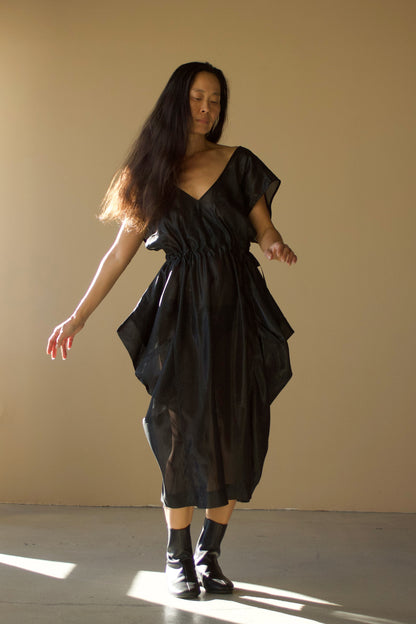 Origami Propeller Dress Black Lapis Silk Lame' {Made to Order}