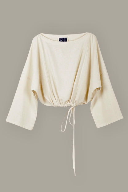 Moonrise Drawstring Pullover Raw Silk Ivory Cream