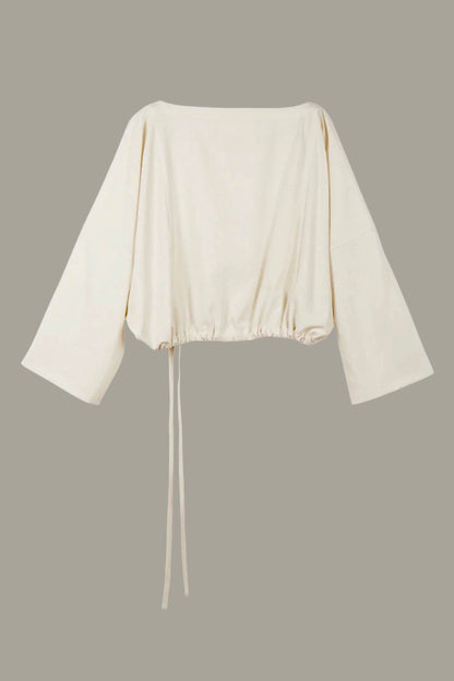 Moonrise Drawstring Pullover Raw Silk Ivory Cream